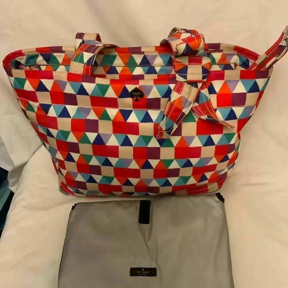 Kate Spade multi color purse baby diaper bag multi use tote washable Microfiber